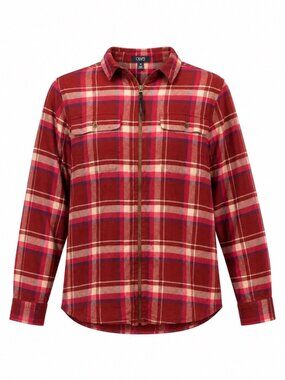 Chaps Front Zip Flannel Pink Red White Size XXL